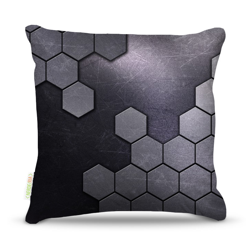 Almofada 45 x 45cm  Nerderia e Lojaria hexagno PB colorido