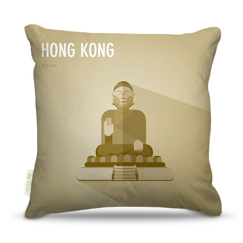 Almofada 45 x 45cm  Nerderia e Lojaria hong kong vetor colorido