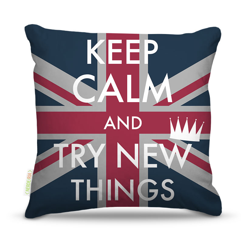 Almofada 45 x 45cm  Nerderia e Lojaria kepp calm england colorido