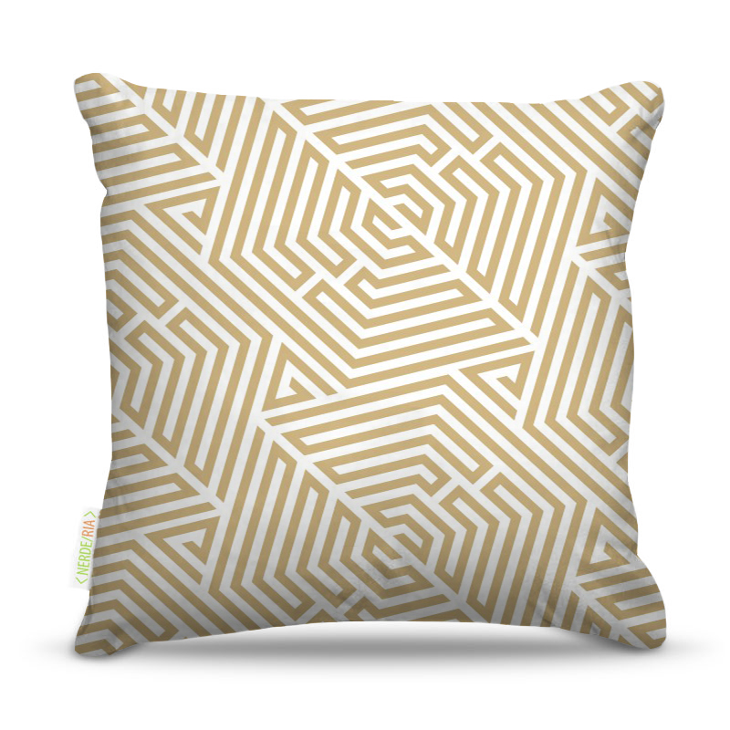 Almofada 45 x 45cm  Nerderia e Lojaria labirinto dourado colorido