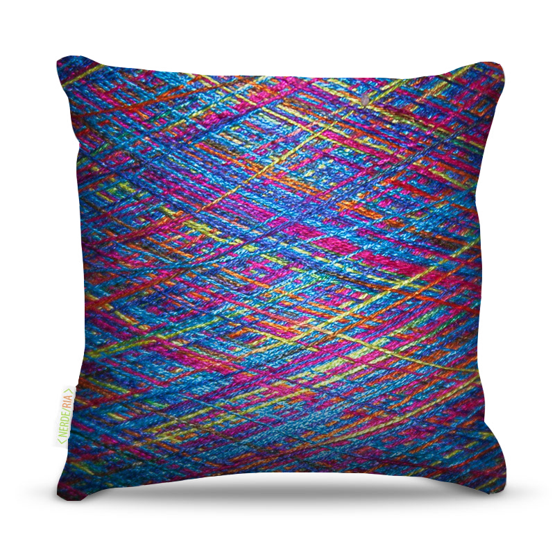 Almofada 45 x 45cm  Nerderia e Lojaria linhas vermelho azul colorido