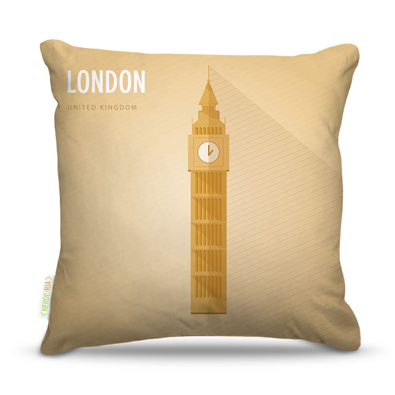 Almofada 45 x 45cm  Nerderia e Lojaria london vector colorido