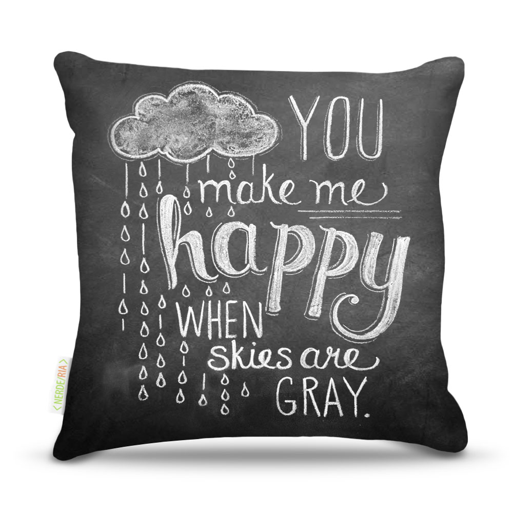Almofada 45 x 45cm  Nerderia e Lojaria lousa you make me happy colorido