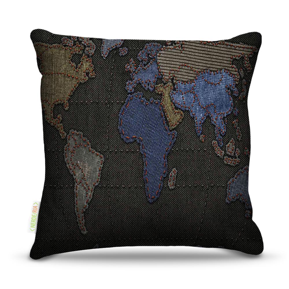 Almofada 45 x 45cm  Nerderia e Lojaria mapa textura colorido