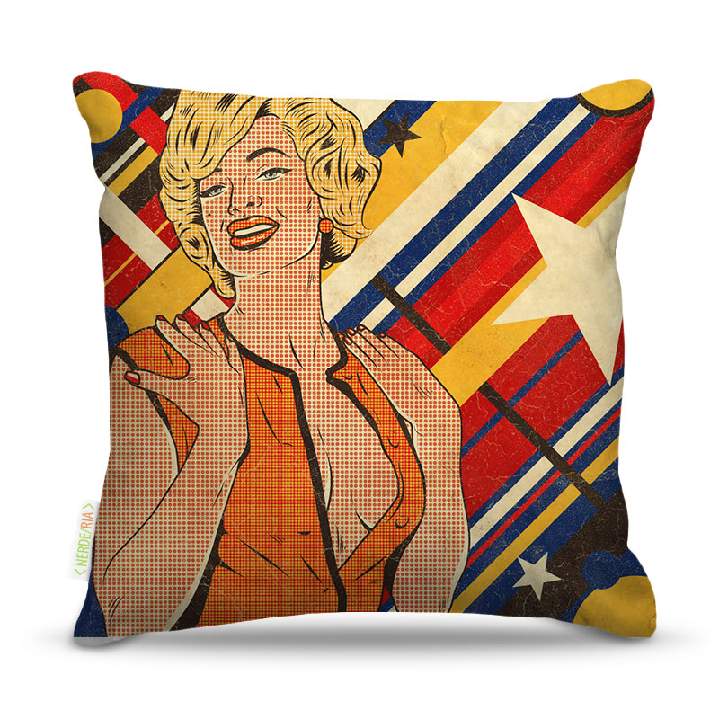 Almofada 45 x 45cm  Nerderia e Lojaria mulher retro colorido