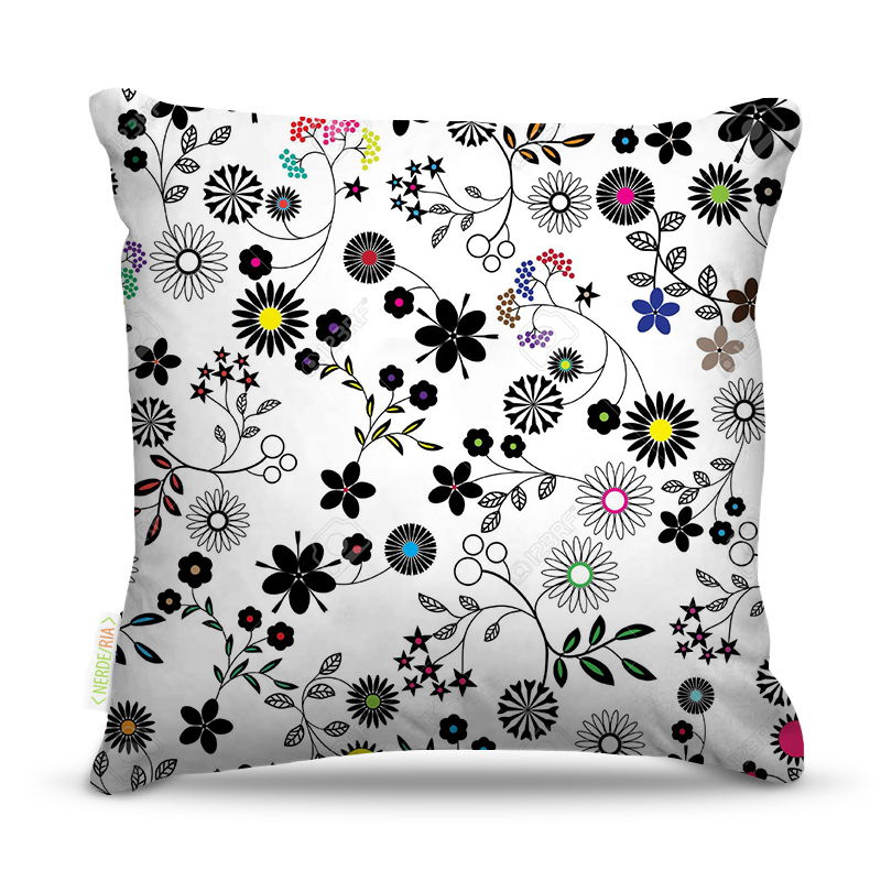 Almofada 45 x 45cm  Nerderia e Lojaria mult flores colorido