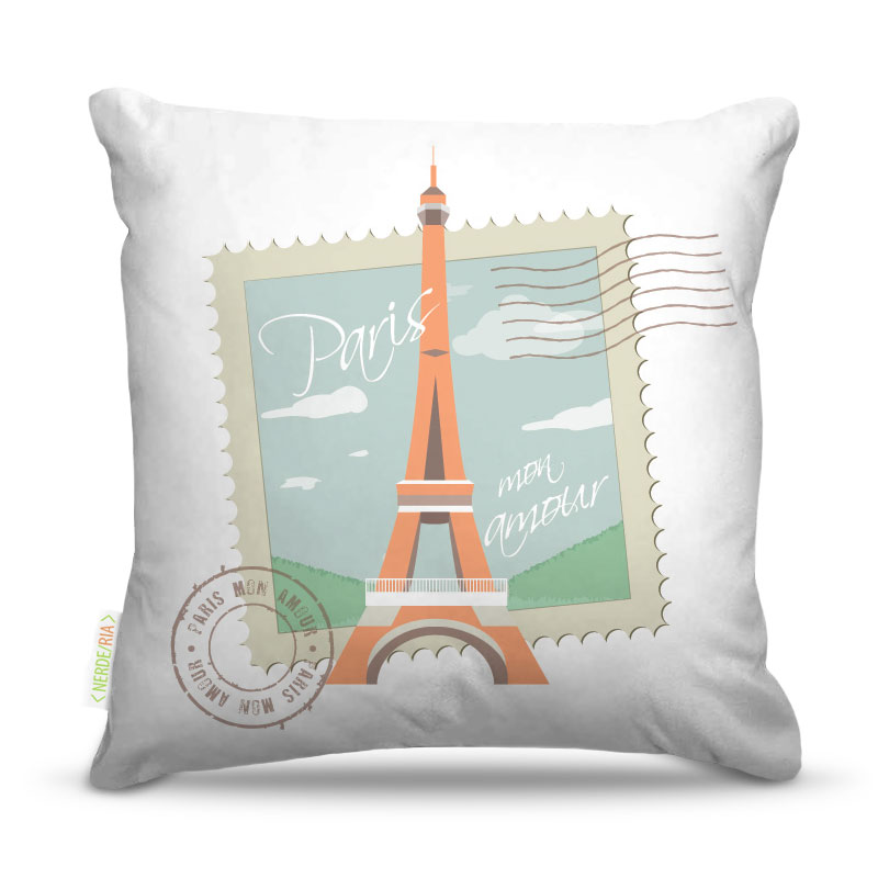 Almofada 45 x 45cm  Nerderia e Lojaria paris amour colorido