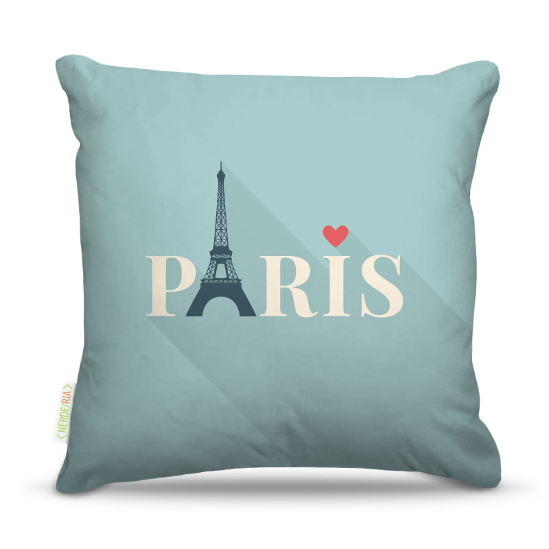 Almofada 45 x 45cm  Nerderia e Lojaria paris flat icon colorido