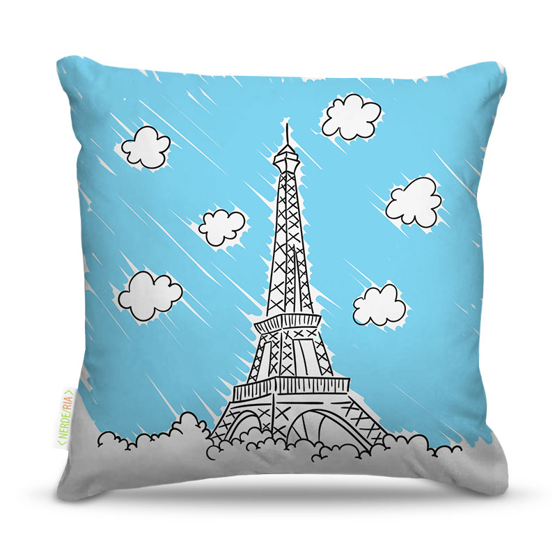 Almofada 45 x 45cm  Nerderia e Lojaria paris rabisco colorido
