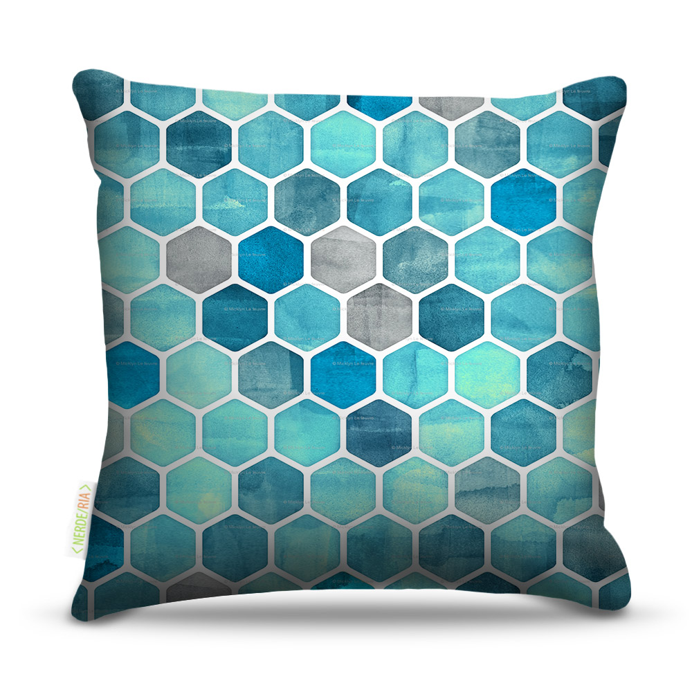 Almofada 45 x 45cm  Nerderia e Lojaria textura azul geometrico colorido