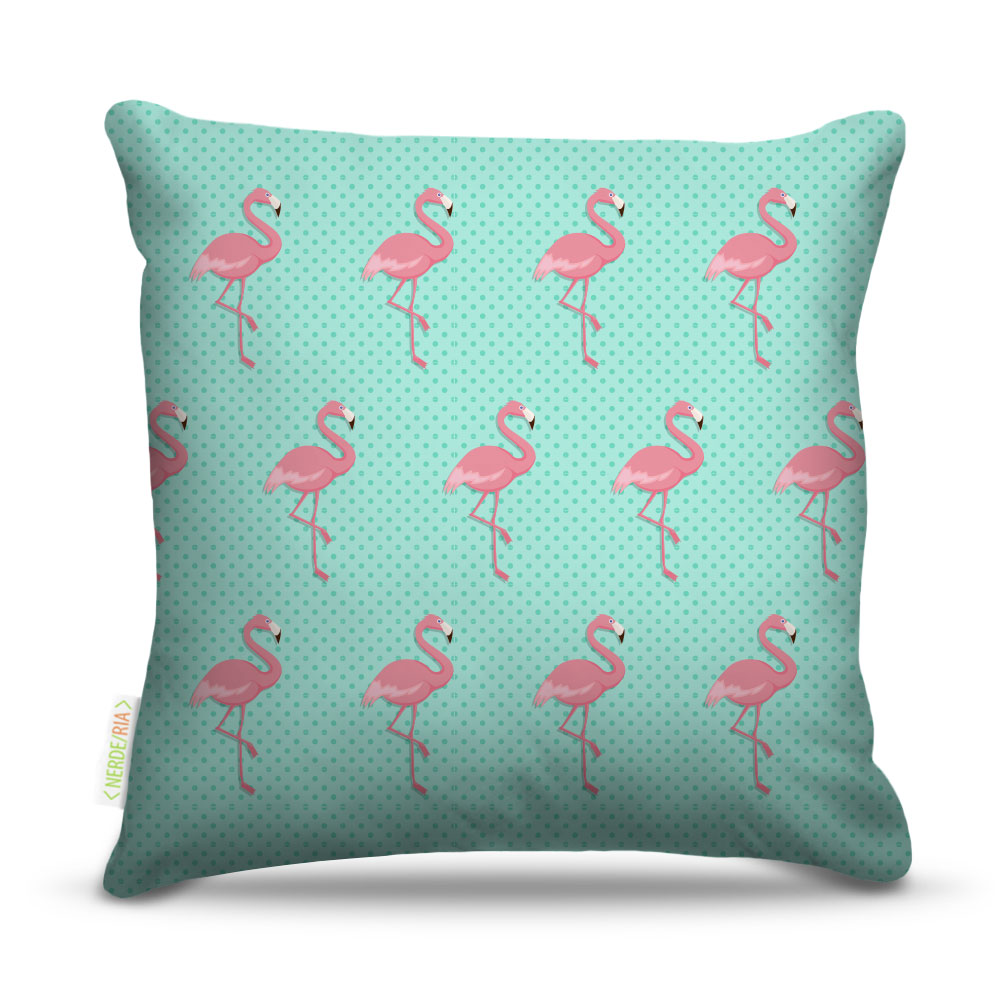 Almofada 45 x 45cm  Nerderia e Lojaria textura flamingo colorido