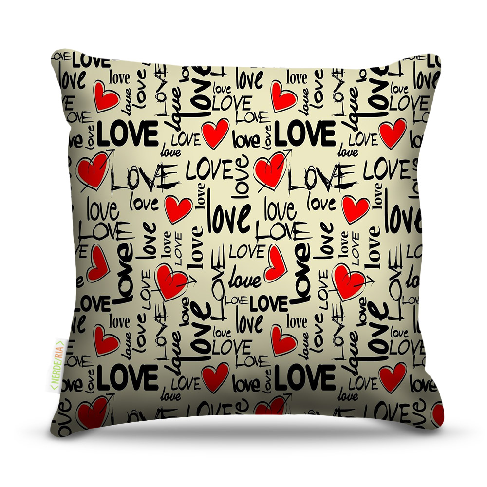 Almofada 45 x 45cm  Nerderia e Lojaria textura love colorido