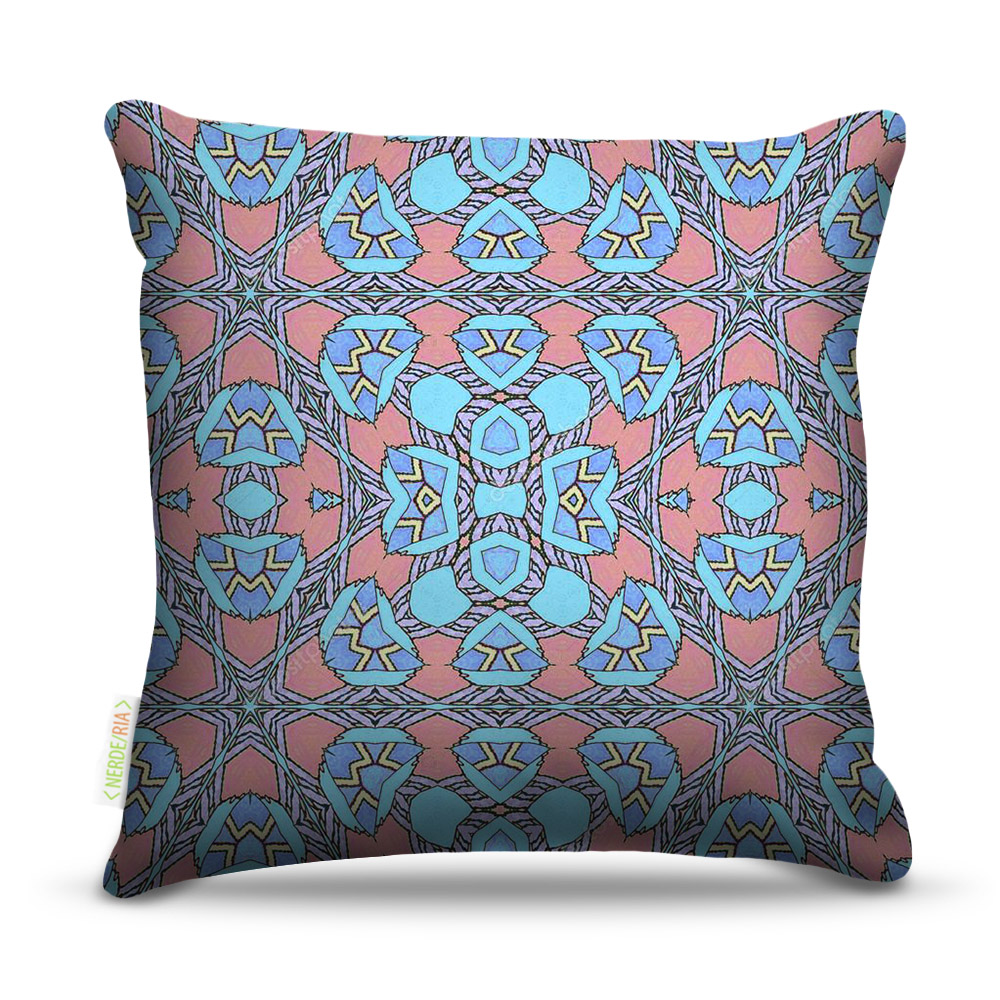 Almofada 45 x 45cm  Nerderia e Lojaria textura rosa e azul colorido
