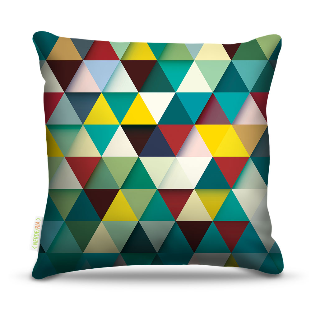 Almofada 45 x 45cm  Nerderia e Lojaria triangles verde colorido