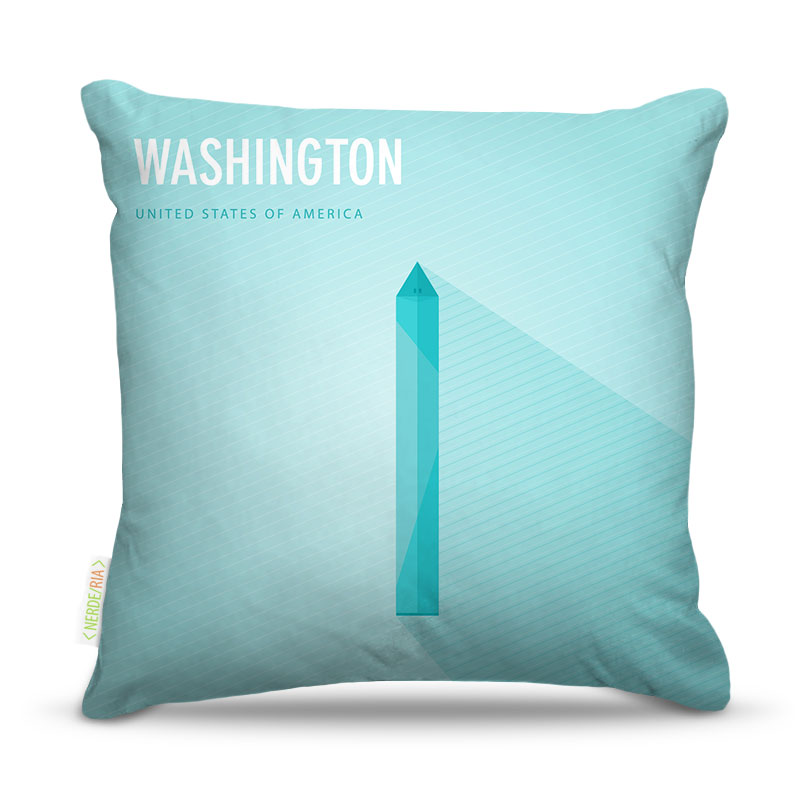Almofada 45 x 45cm  Nerderia e Lojaria washington vetor colorido