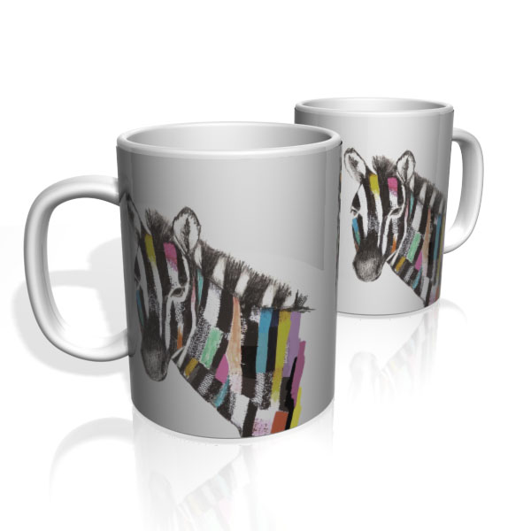 Caneca De Porcelana Nerderia e Lojaria ZEBRA ABSTRATA 2 colorido