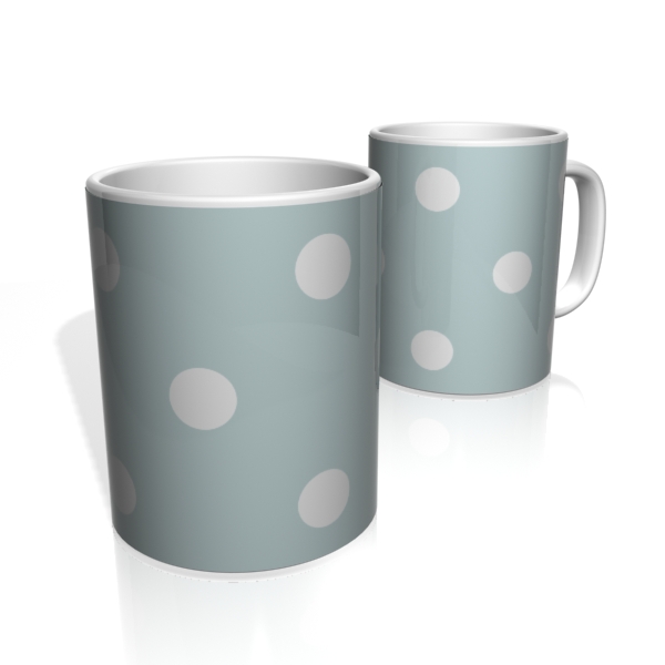 Caneca De Porcelana Nerderia e Lojaria azul bolas brancas colorido
