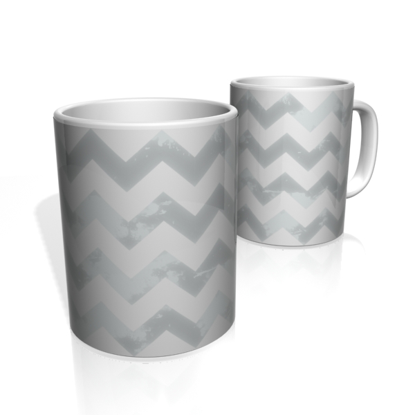 Caneca De Porcelana Nerderia e Lojaria linha zigzag cinza claro colorido