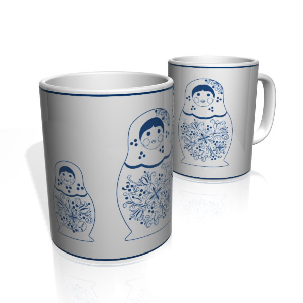Caneca De Porcelana Nerderia e Lojaria matrioska colorido