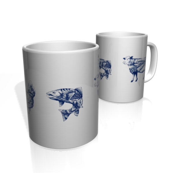 Caneca De Porcelana Nerderia e Lojaria peixe boi colorido