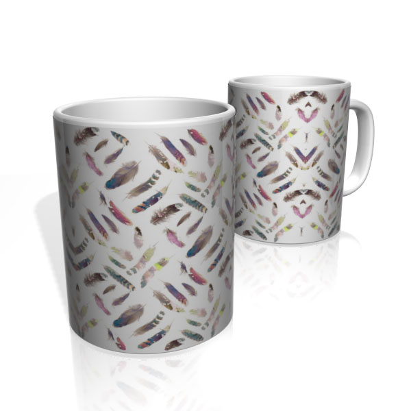 Caneca De Porcelana Nerderia e Lojaria penas colorido