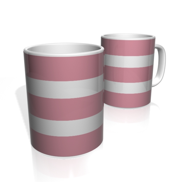 Caneca De Porcelana Nerderia e Lojaria rosa escuro duas faixas colorido