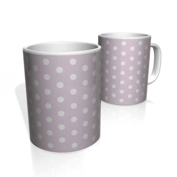 Caneca De Porcelana Nerderia e Lojaria roxo bolinhas brancas 1 colorido