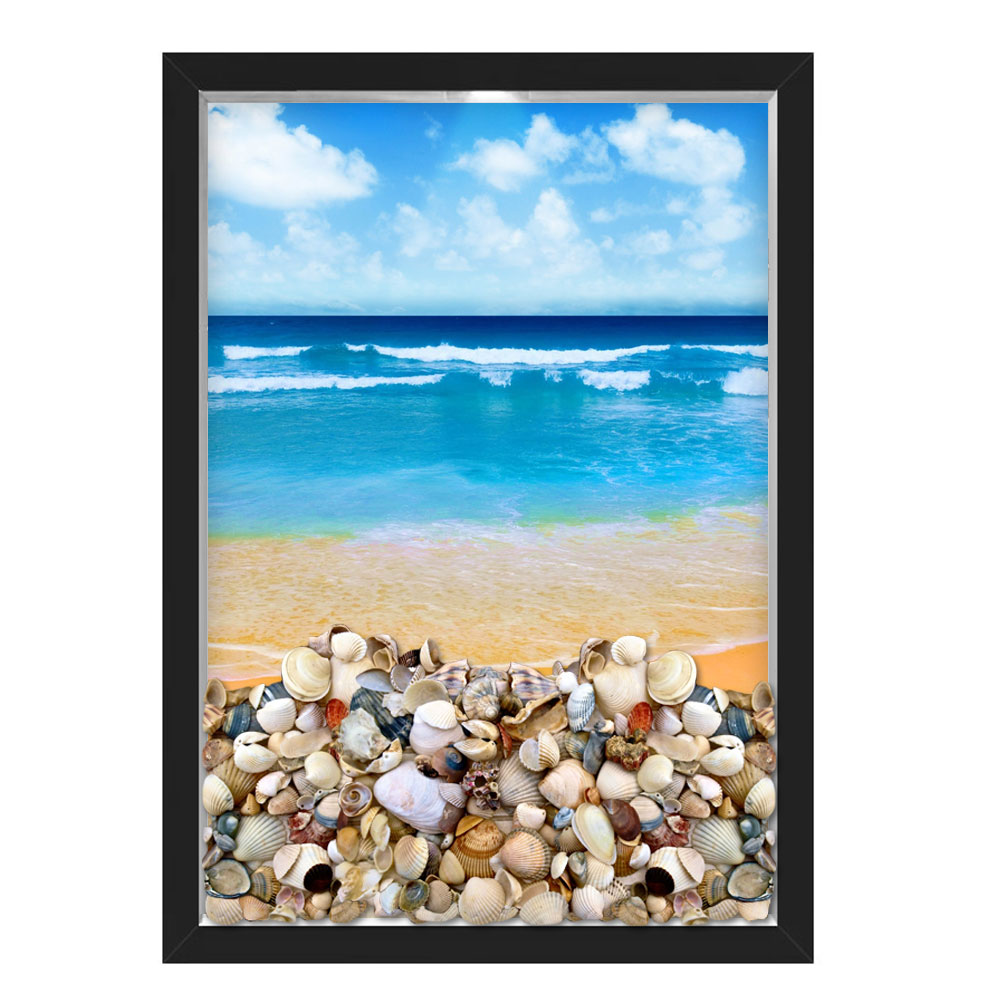 QUADRO CAIXA 33X43  PORTA CONCHAS NERDERIA E LOJARIA conchas praia preto