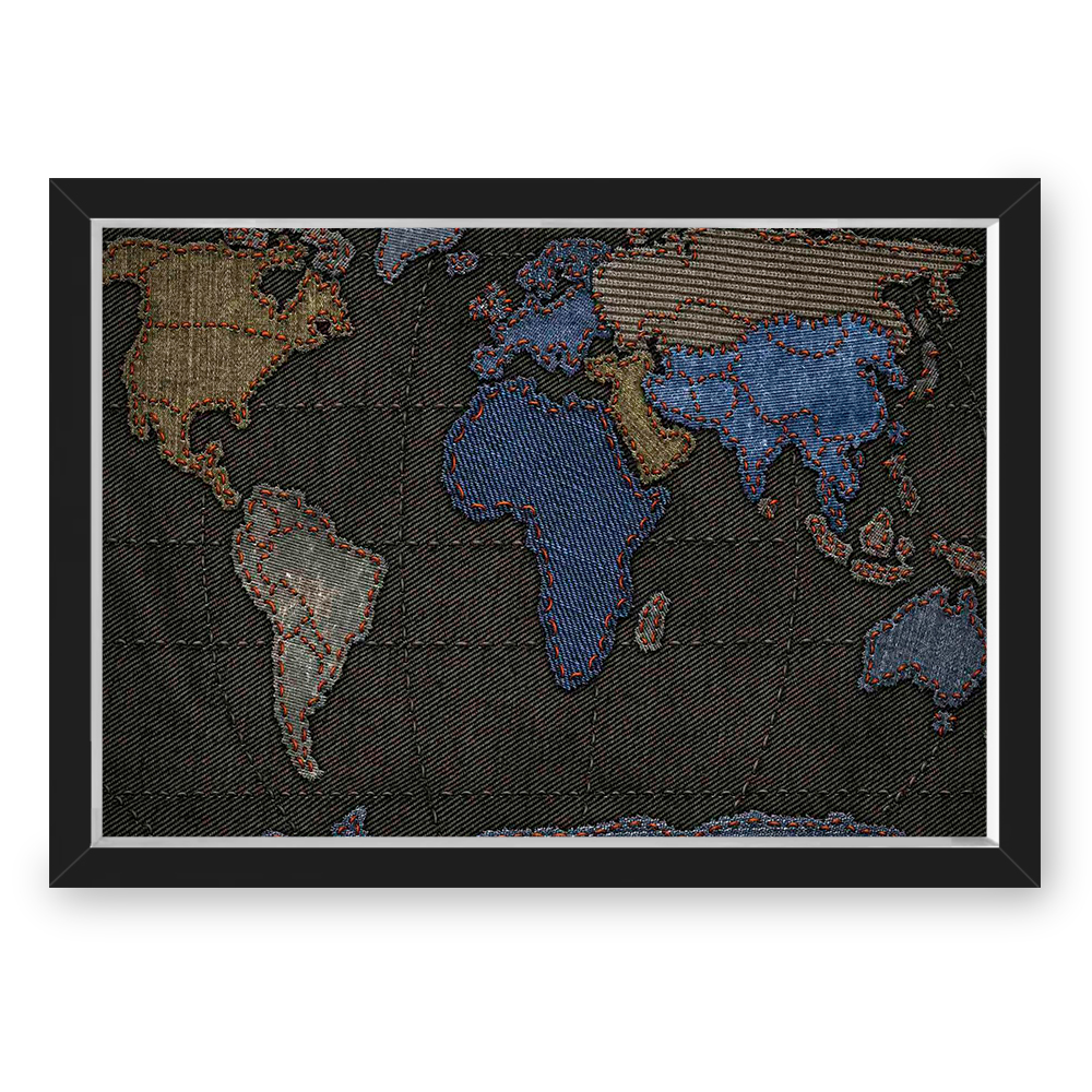 QUADRO MAPA 33X43  NERDERIA E LOJARIA mapa costura preto