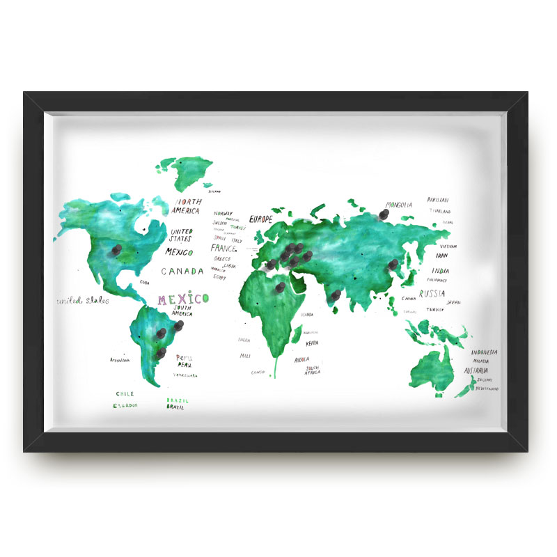 Quadro 33X43  Marque Suas Viagens Lugares Desenho