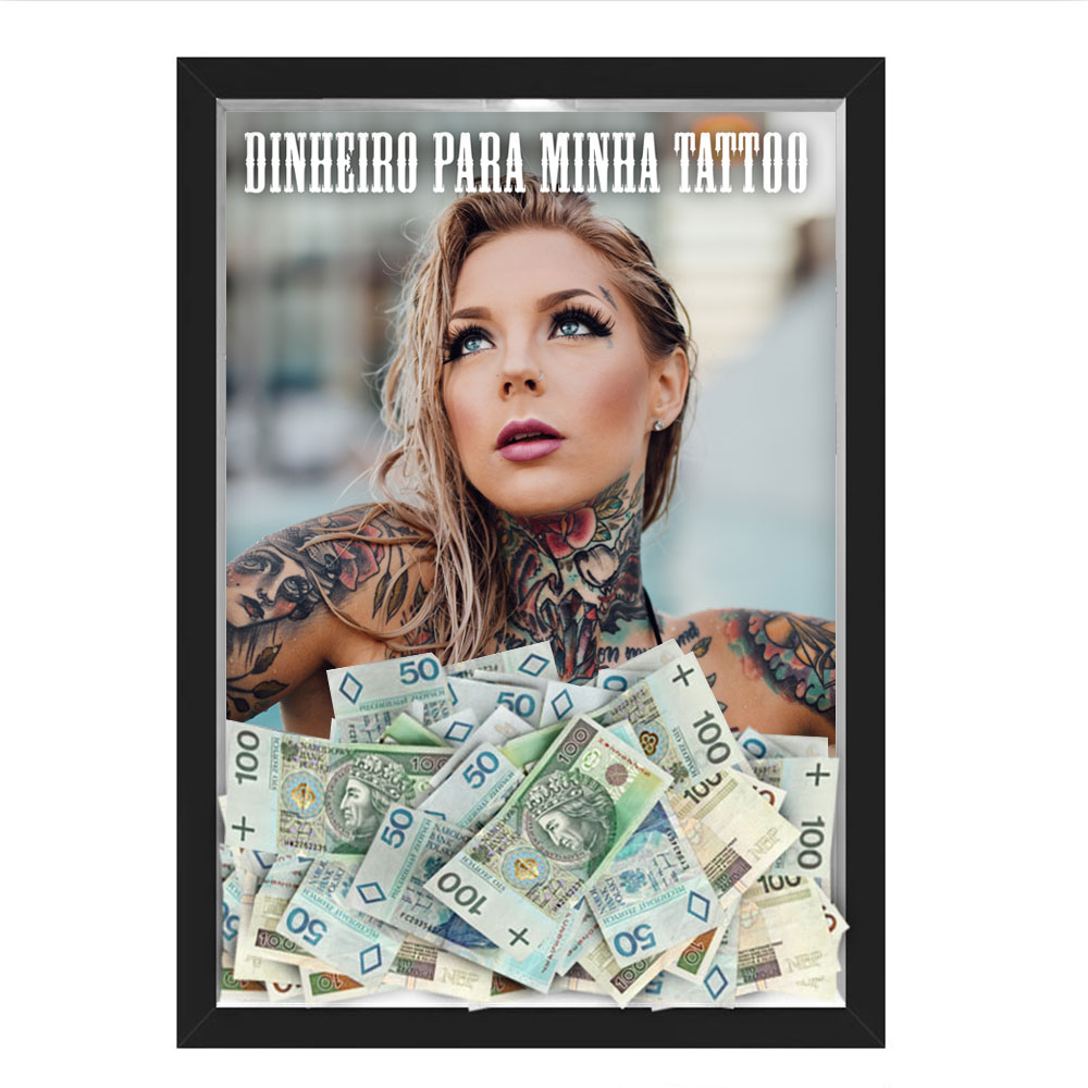 Quadro CAIXA COFRE 33x43 cm NERDERIA E LOJARIA modelo tatuada preto