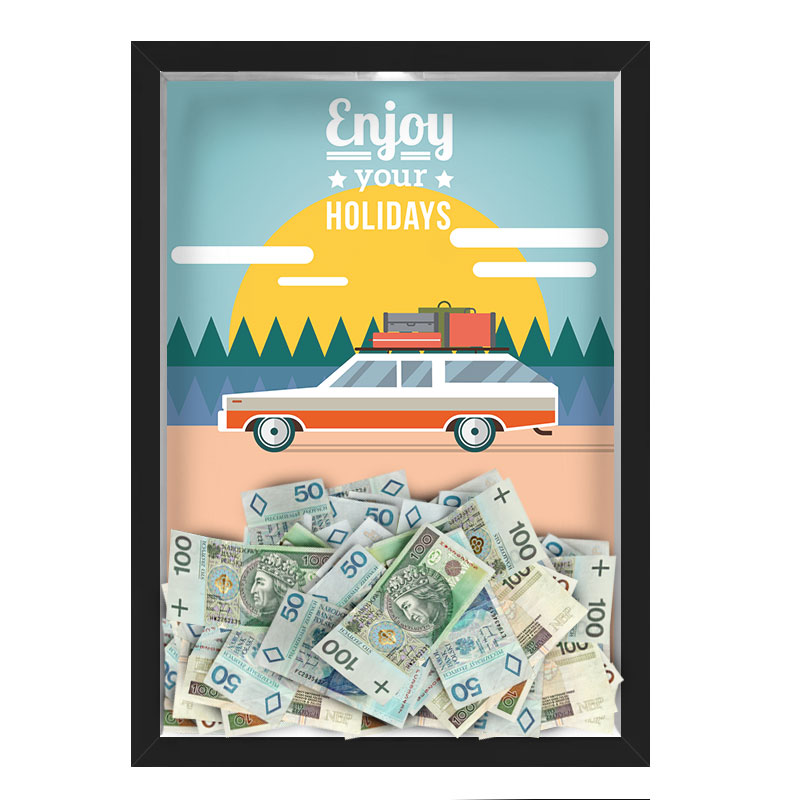Quadro CAIXA COFRE 33x43 cm NERDERIA E LOJARIA viagens enjoy preto