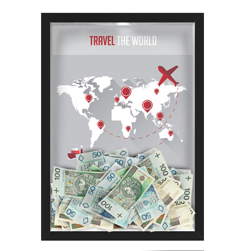 Quadro CAIXA COFRE 33x43 cm NERDERIA E LOJARIA viagens world preto