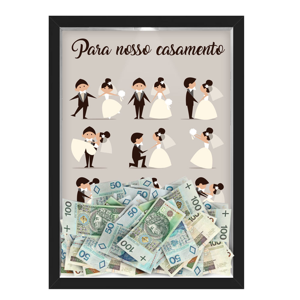 Quadro CAIXA COFRE 33x43 cm PARA O SEU CASAMENTO NERDERIA E LOJARIA casamento casais preto