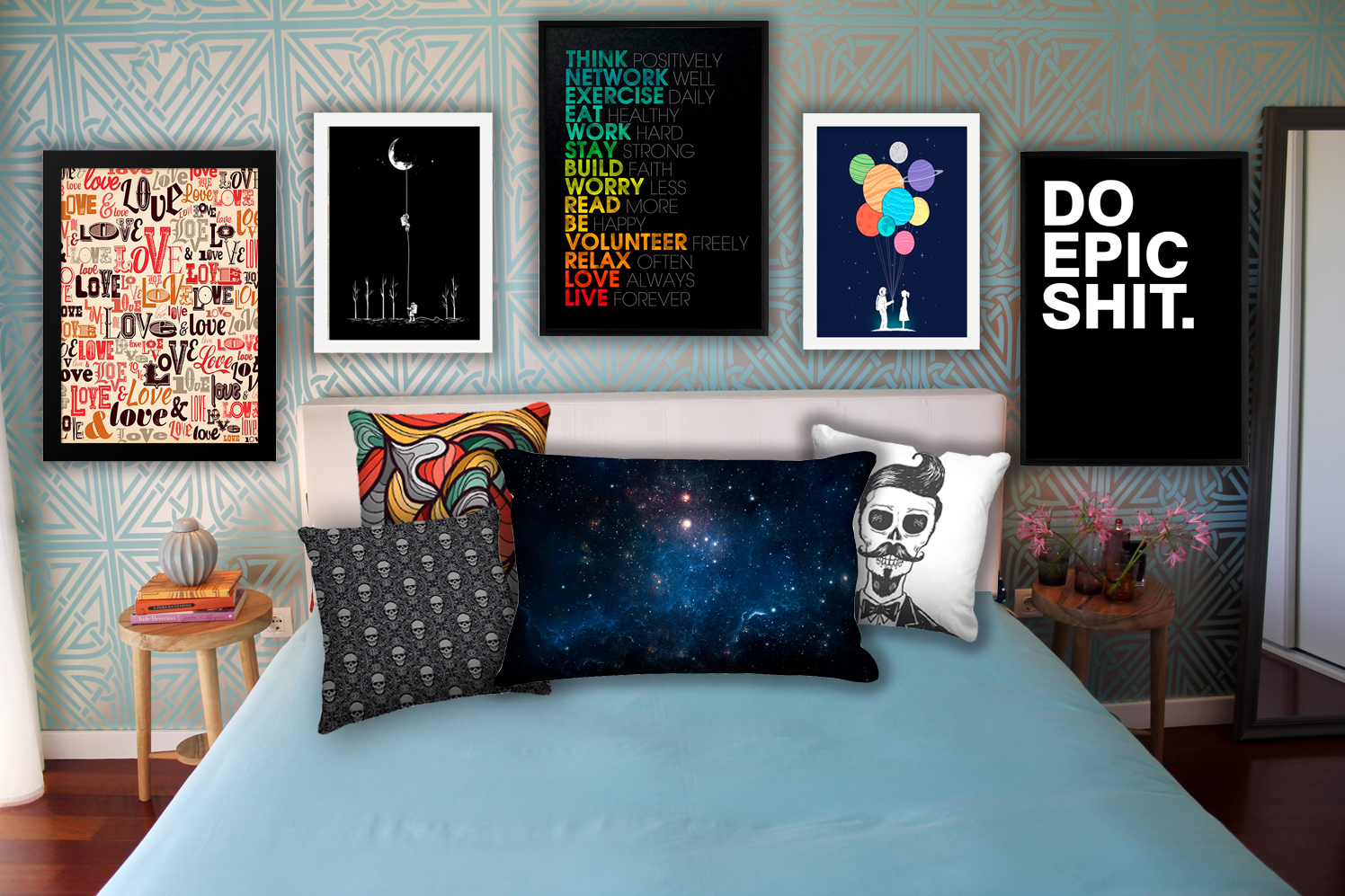 Quadro Caixa Com Led Frida Frase Laranja