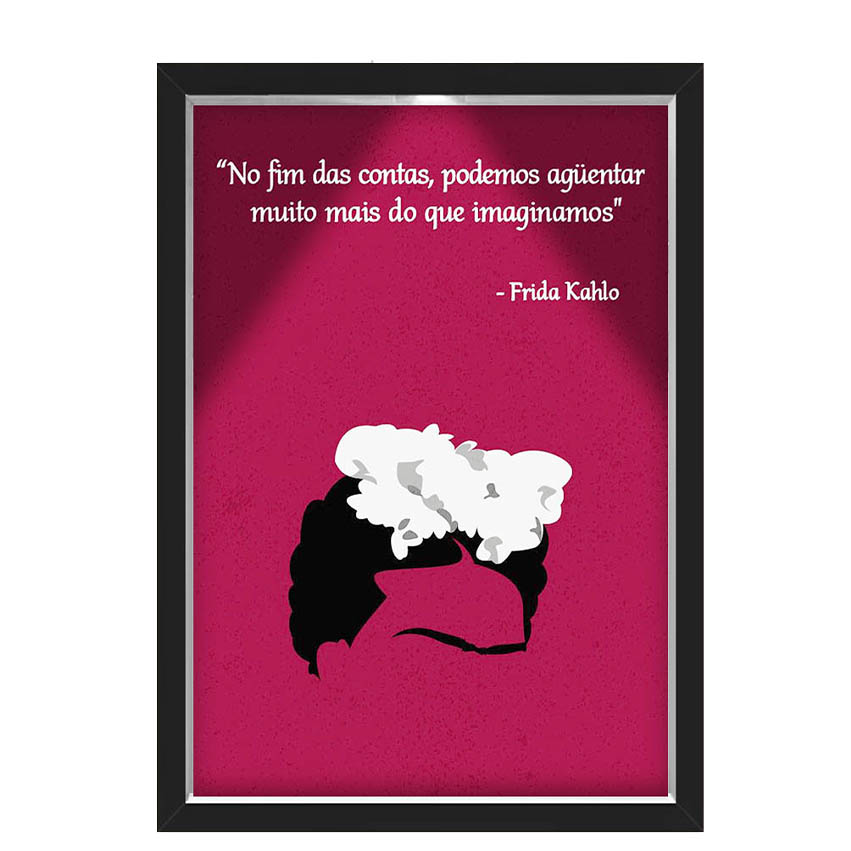 Quadro Caixa Com Led Frida Frase Roxo