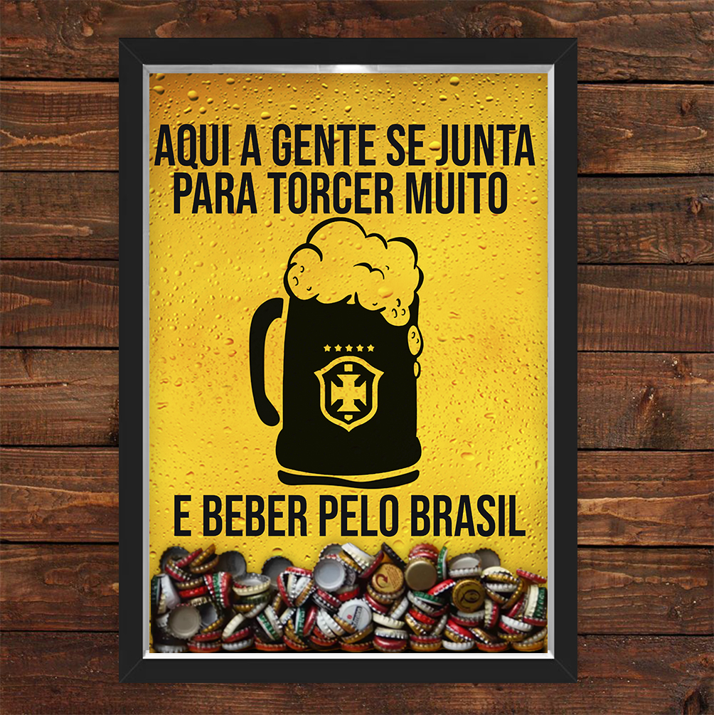 Quadro Caixa Porta Tampinha Cerveja Beber Pelo Brasil