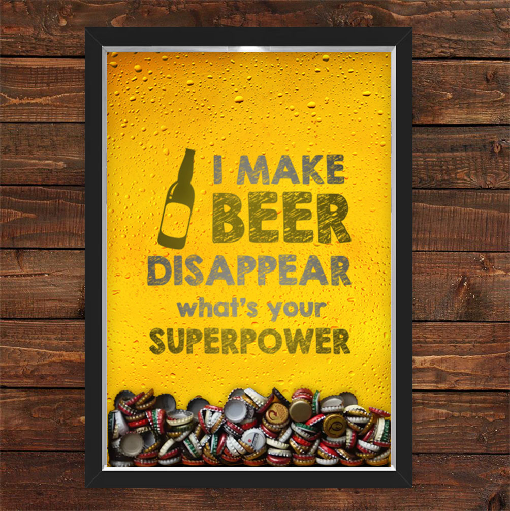 Quadro Caixa Porta Tampinha Cerveja Beer Super Powe