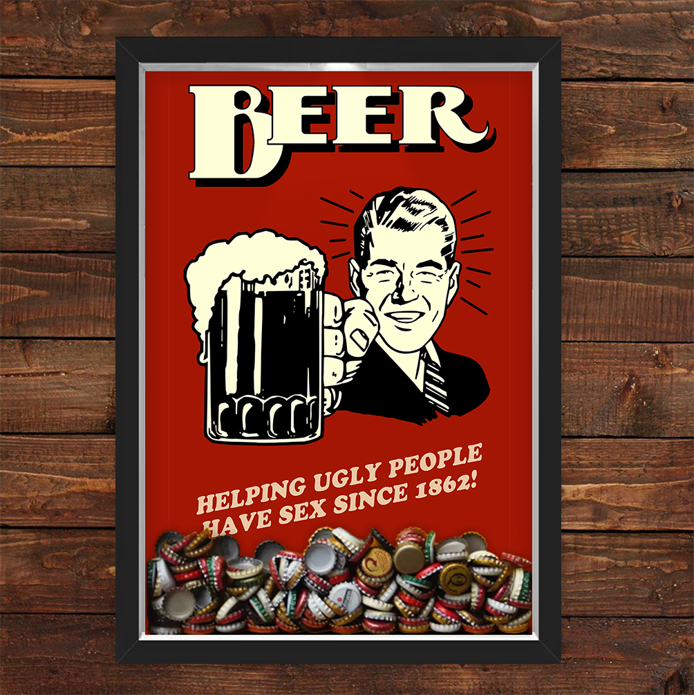 Quadro Caixa Porta Tampinha Cerveja Beer Ugly