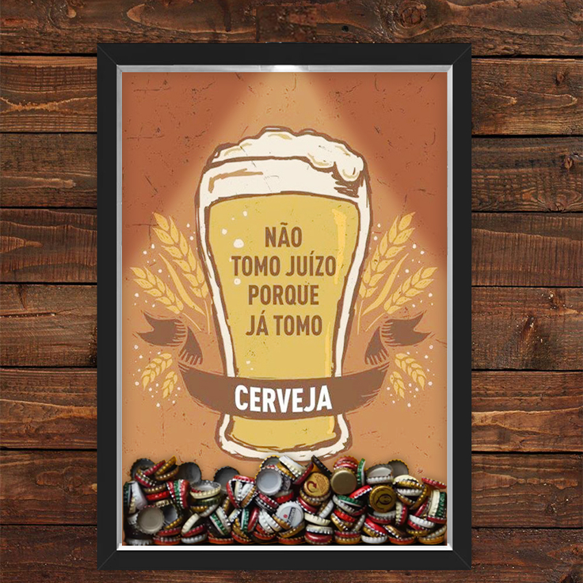 Quadro Caixa Porta Tampinha Cerveja Com Led Cerveja Juizo