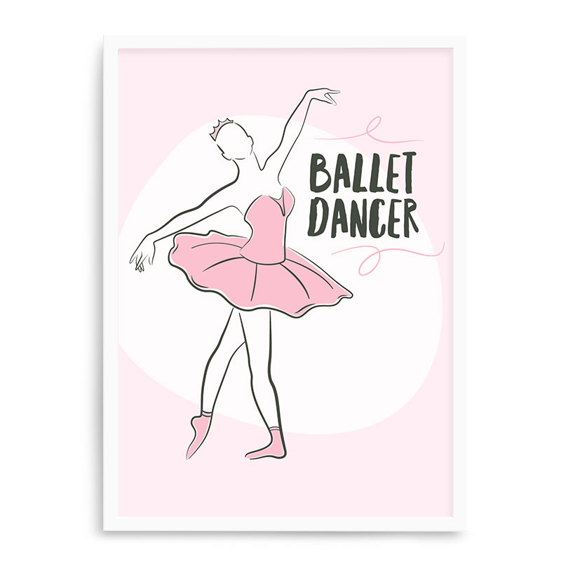 Quadro Decorativo 23x33cm Nerderia e Lojaria branco ballet dancer branco