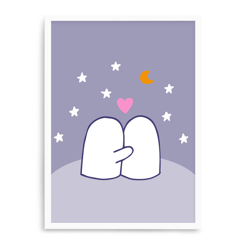 Quadro Decorativo 23x33cm Nerderia e Lojaria branco pinguim love branco