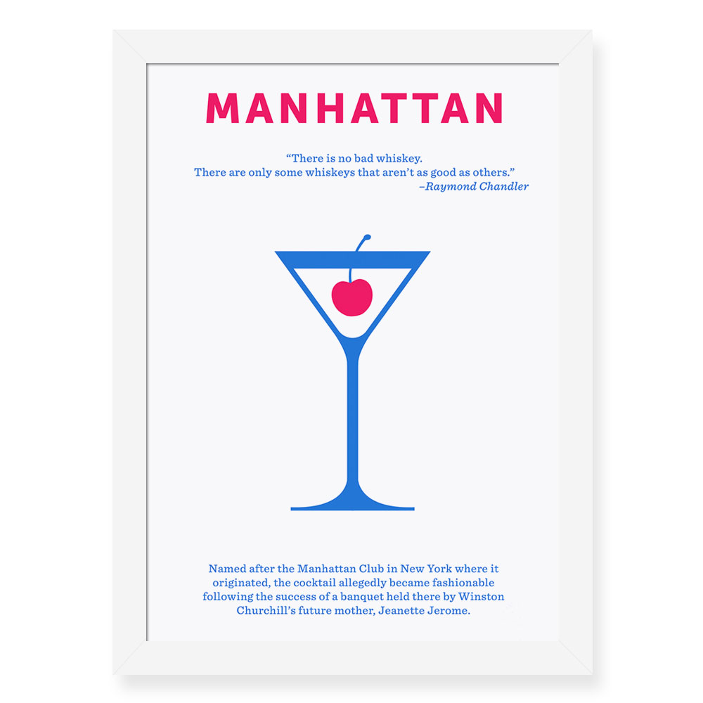 Quadro Decorativo 23x33cm Nerderia e Lojaria drinks manhatthan preto