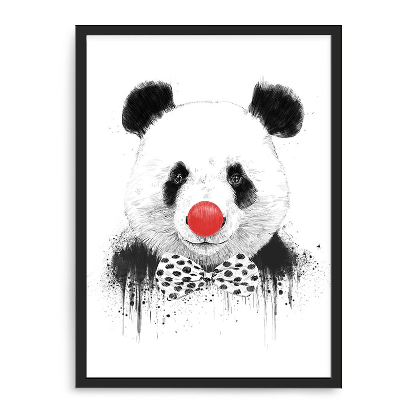 Quadro Decorativo 33x43cm Nerderia e Lojaria panda palhaco preto