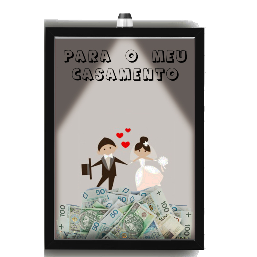 Quadro Decorativo Cofrinho Casamento  Nerderia - Iluminação Led