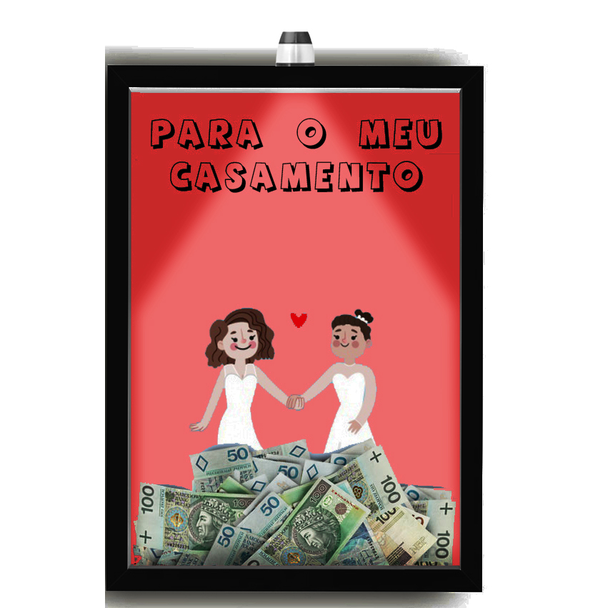 Quadro Decorativo Cofrinho Casamento  Nerderia - Iluminação Led