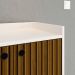 Aparador Buffet Dallas Pés Palito Retrô 4 Portas Decoração Sala Jantar Cantinho Café - Off White-Ripado Nature - RPM Móveis
