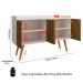 Aparador Buffet Dallas Pés Palito Retrô 4 Portas Decoração Sala Jantar Cantinho Café - Off White-Ripado Nature - RPM Móveis