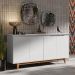 Aparador Buffet Flow 4 Portas Pés Pinus Madeira Maciça Balcão Prateleira Interna Organizador Sala Cozinha Branco - Lojas RPM