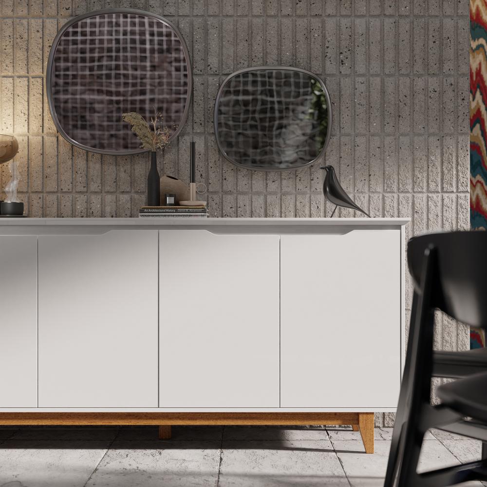 Aparador Buffet Flow 4 Portas Pés Pinus Madeira Maciça Balcão Prateleira Interna Organizador Sala Cozinha Branco - Lojas RPM